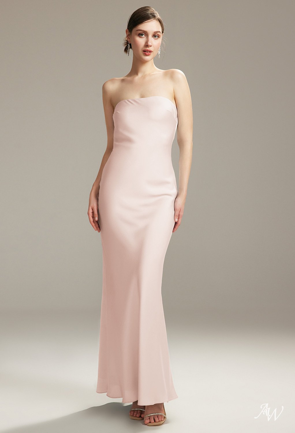 AW Fogbow Apricot Satin Charmeuse Bridesmaid Dresses image1